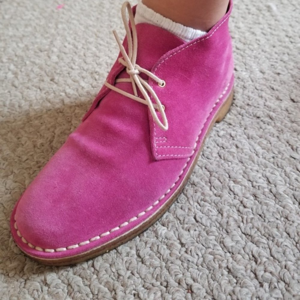 Womens Pink Suede Kate Spade Lace Up Ankle Booties